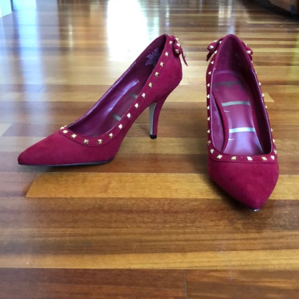 Elle Red Bow Studded Heels